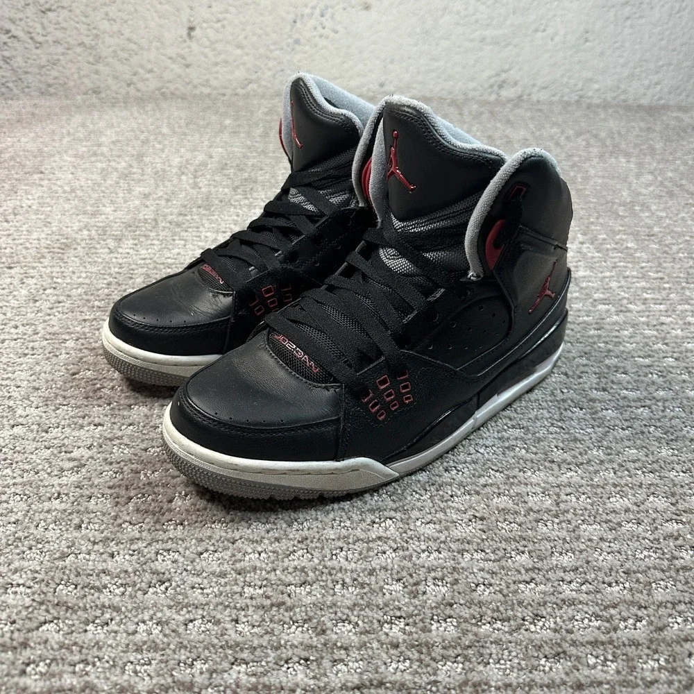 Jordan Flight 45 High Black Varsity Red Stealth Sneakers 538698-020 Mens 8